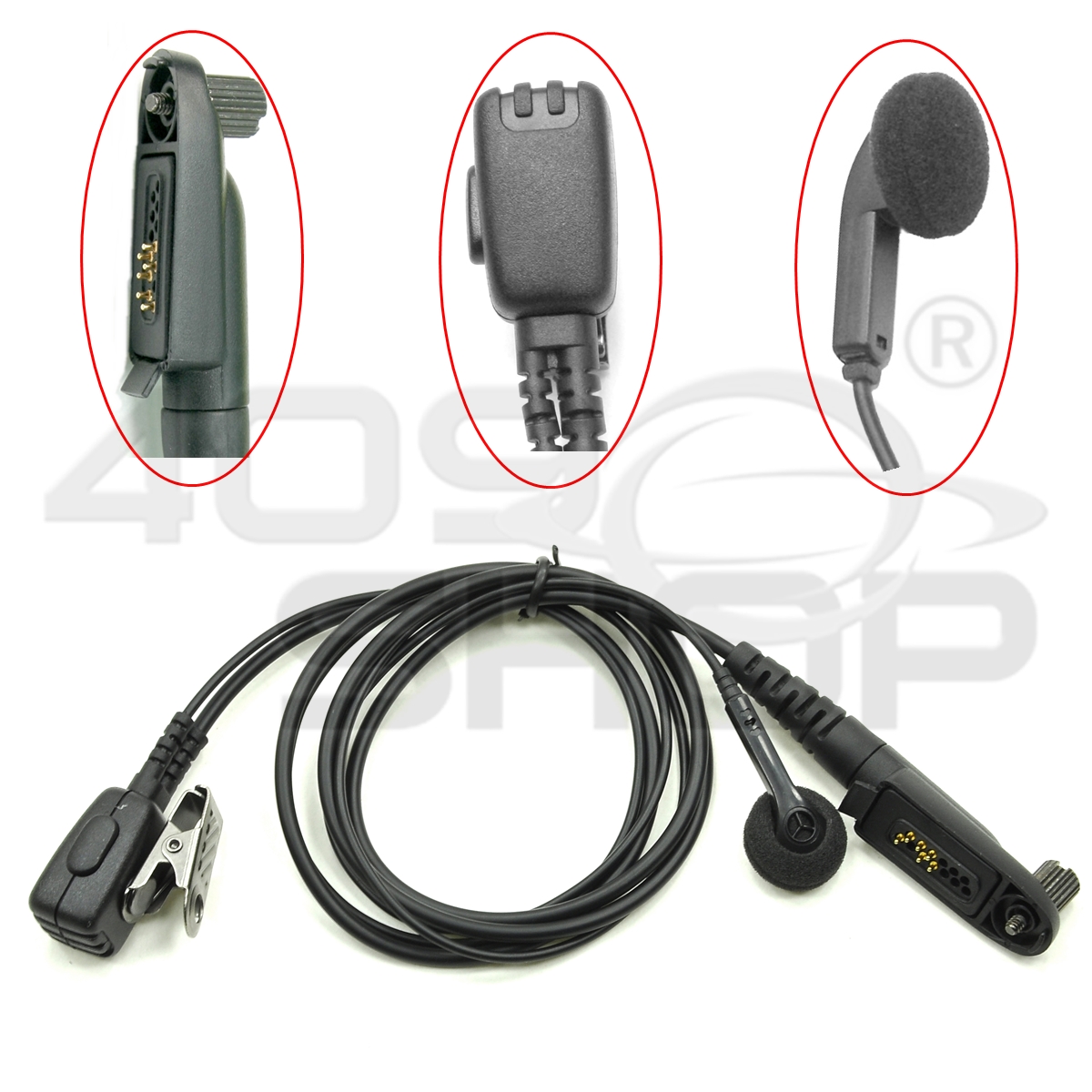 2-Wire PTT Earheadset with mic for two way radio MOTOROLA GP338Plus GP344 GP388  