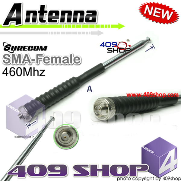 Model No.5-009SF-460 SURECOM SMA-Female Telescopic Antenna 460Mhz