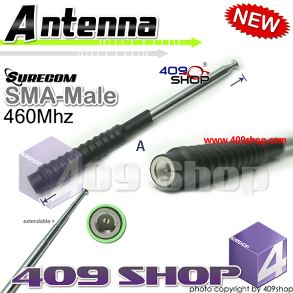 SURECOM SMA-male Telescopic Antenna 460Mhz